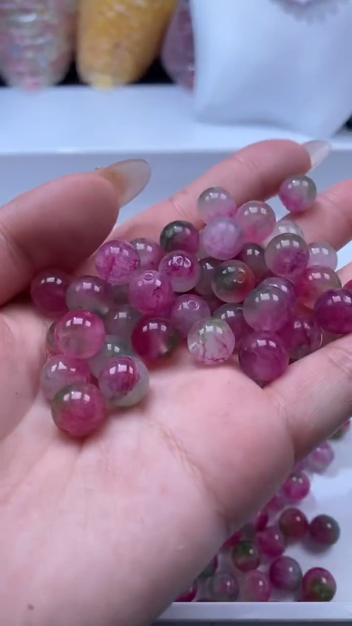 颈饰未镶嵌水晶W1780西瓜碧玺10MM*7颗