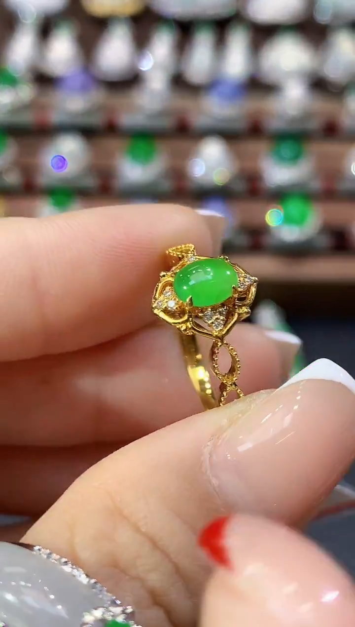 18K金镶嵌戒指翡翠C6