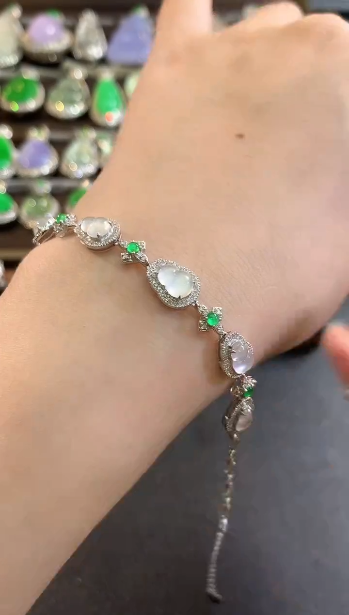 18K金镶嵌手链翡翠d116 