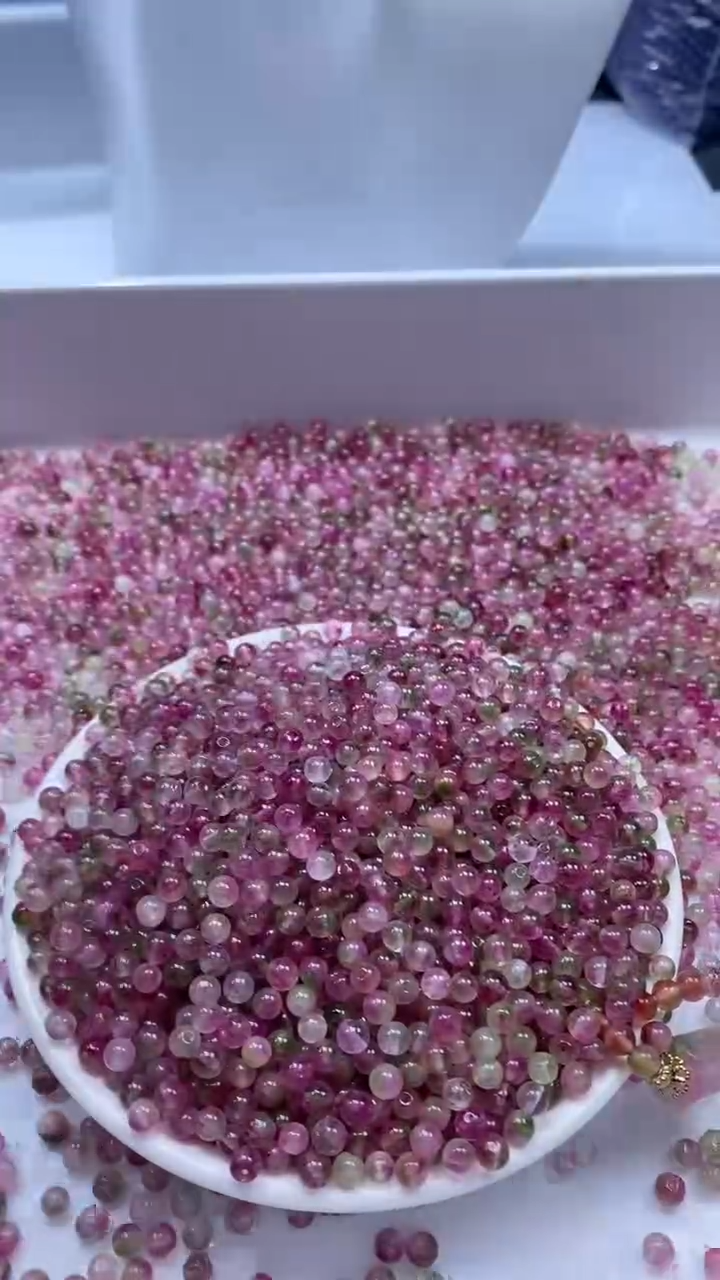 颈饰未镶嵌水晶W3255高品西瓜碧玺4MM*50颗