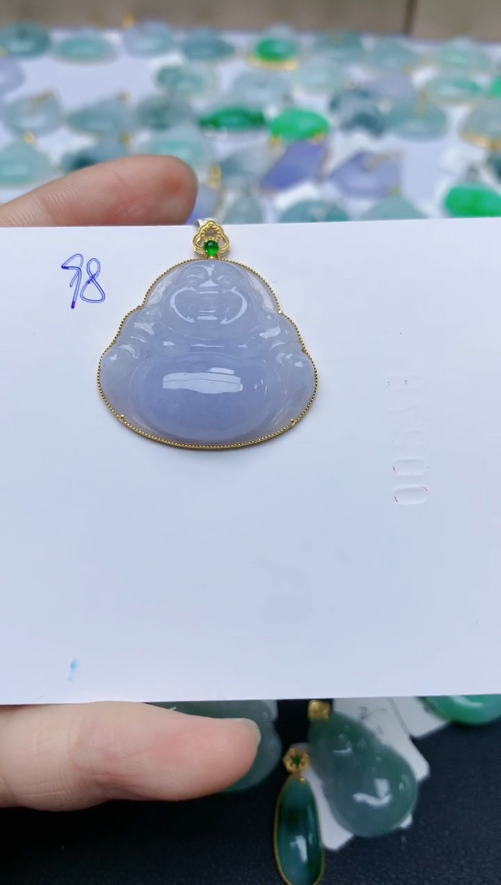 【闪购商品】翡翠颈饰18K金镶嵌天然翡翠A货    