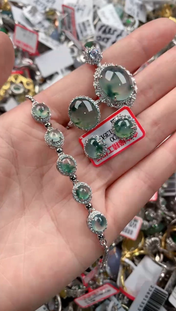 银S925镶嵌戒指翡翠555----10