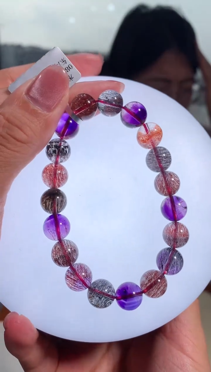 【闪购商品】水晶手链未镶嵌10mm黑加仑超七手链