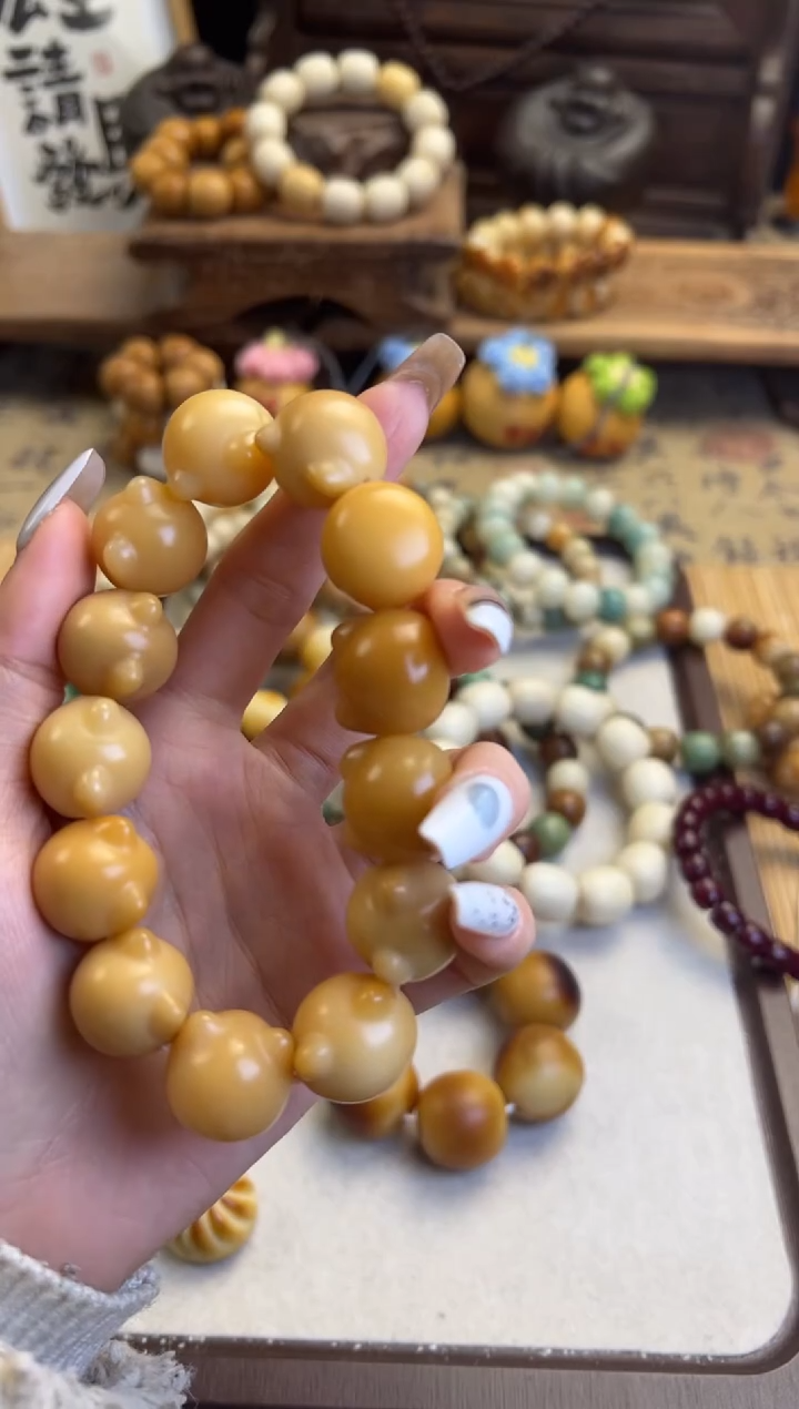 【闪购商品】菩提根/象牙果手串卡19猫猫头手捻瑕165