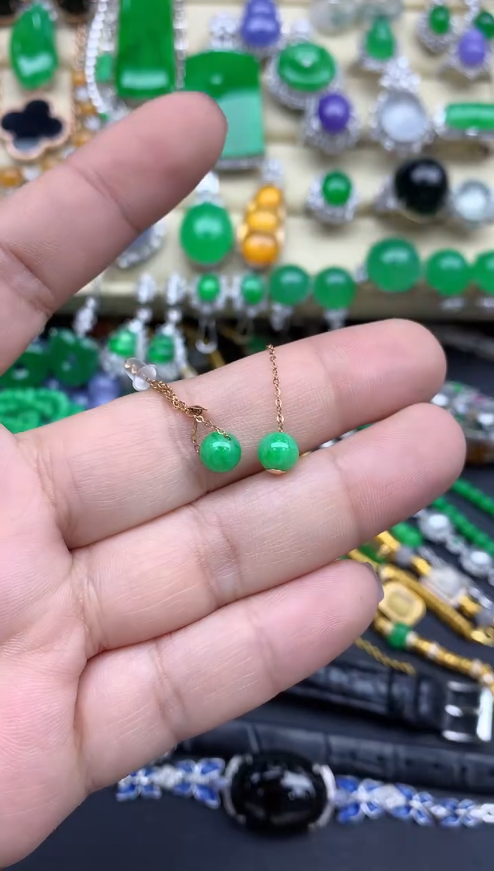 【闪购商品】翡翠耳饰18K金镶嵌99-中国好珍宝