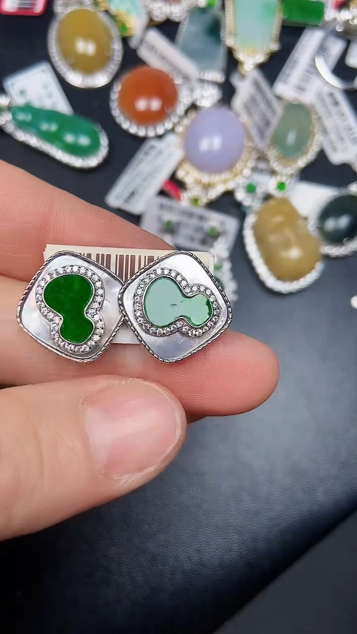 银S925镶嵌戒指翡翠5555