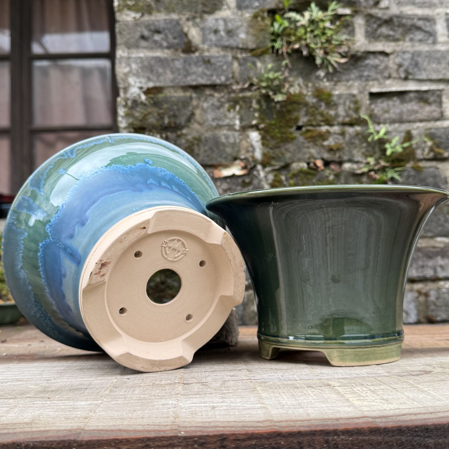 37号-高腰文人斗笠釉盆 外径19*19*11.5 高温窑变盆景花盆