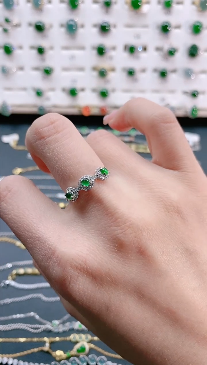 【闪购商品】翡翠戒指银S925镶嵌天然翡翠