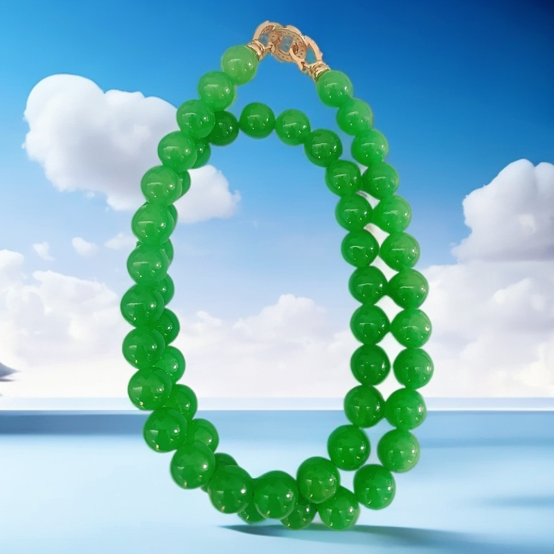 项链：翡翠满绿卡11+散珠单珠一颗：翡翠散珠时尚翡翠美人