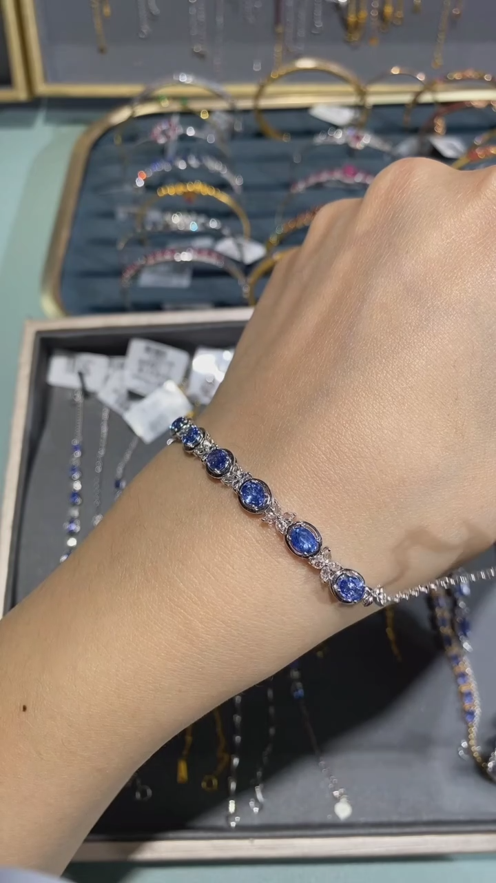 【闪购商品】蓝宝石手链18K金镶嵌手链