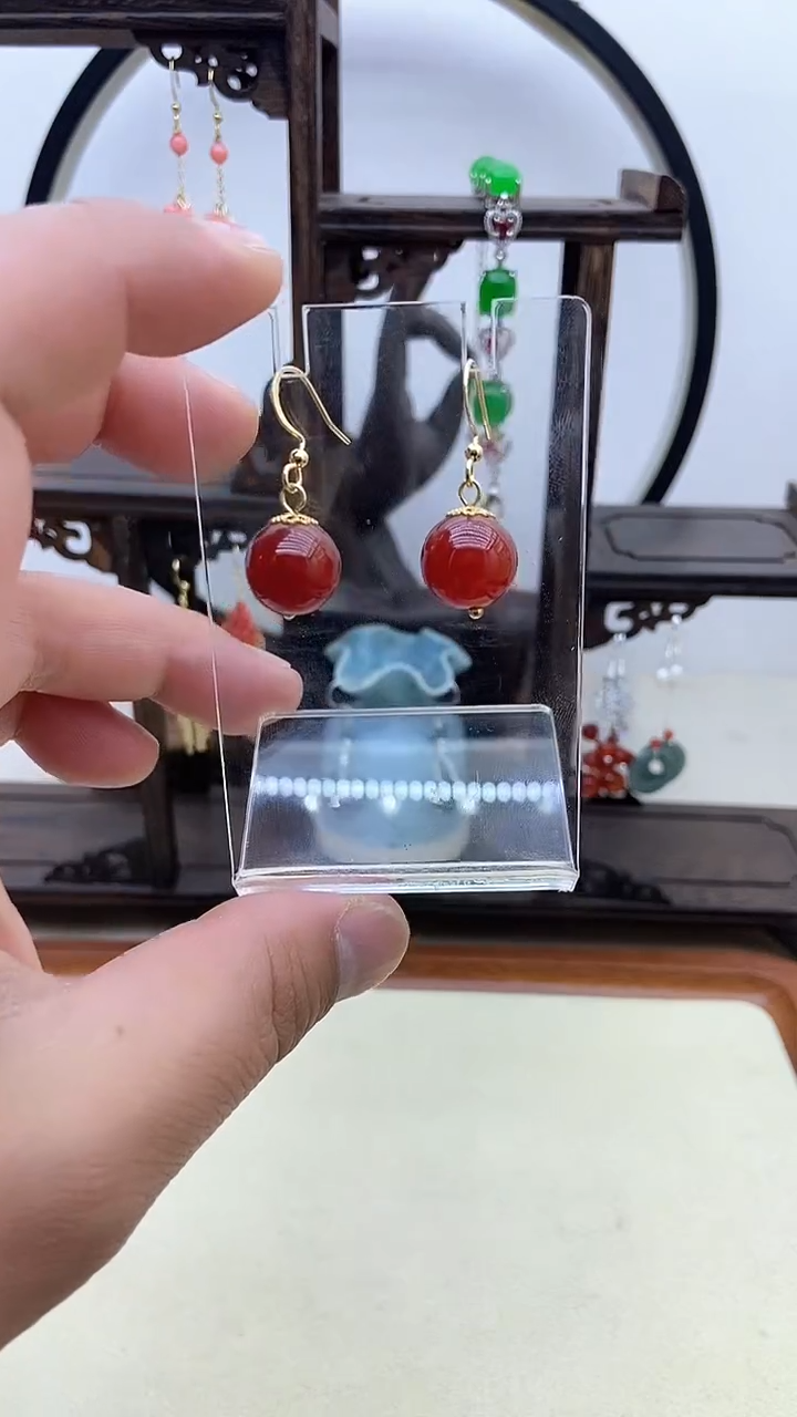 【闪购商品】南红玛瑙耳饰14K金镶嵌36号