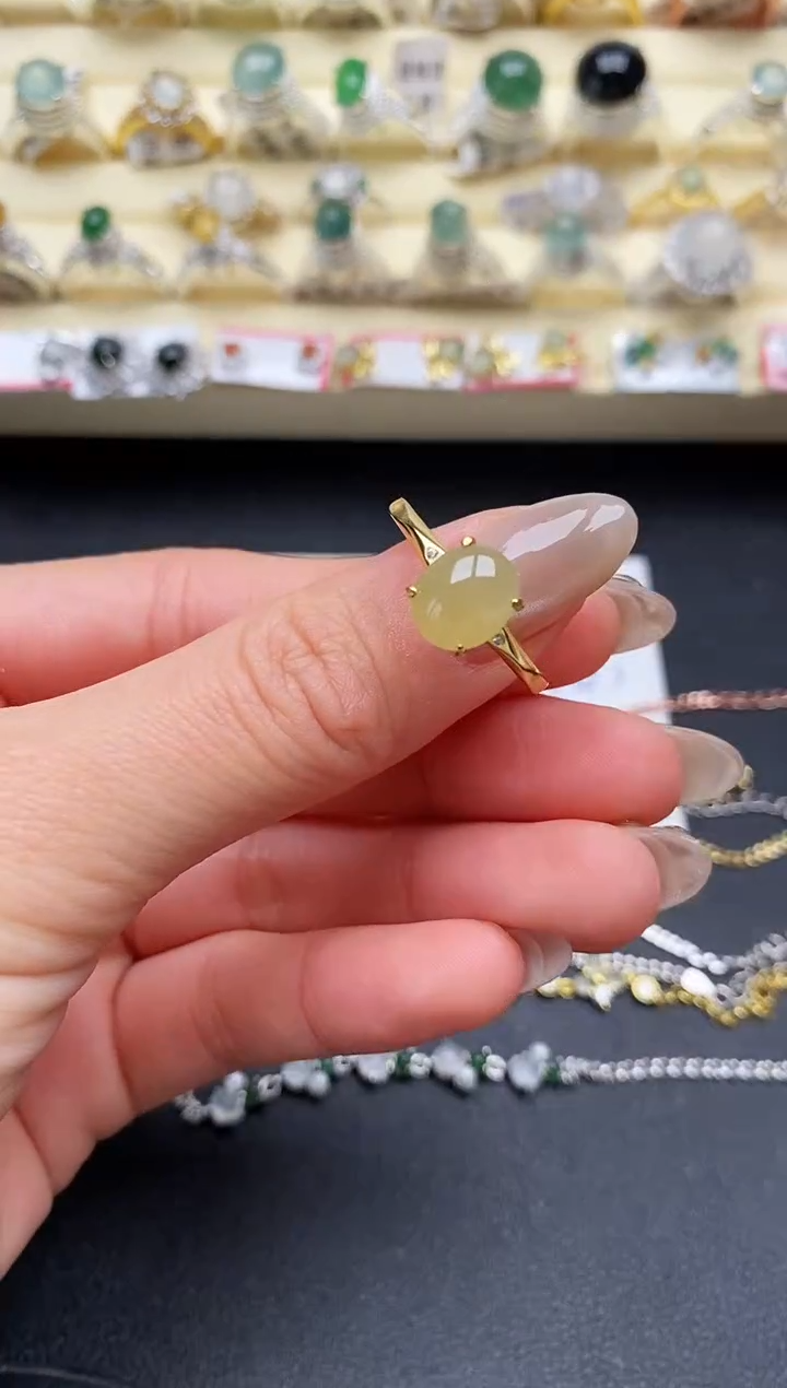 【闪购商品】翡翠戒指银S925镶嵌缅甸翡翠1  6+8