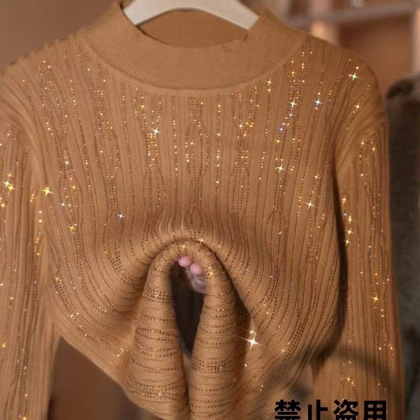 2025年秋季新款烫钻高端显瘦时尚减龄圆领长袖上衣女GD1475蕾蕾