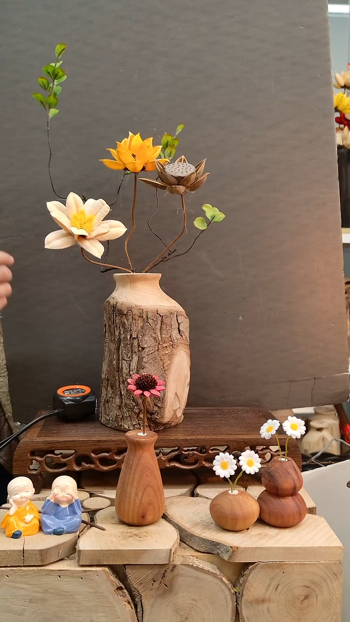 木实木花瓶一套直播间