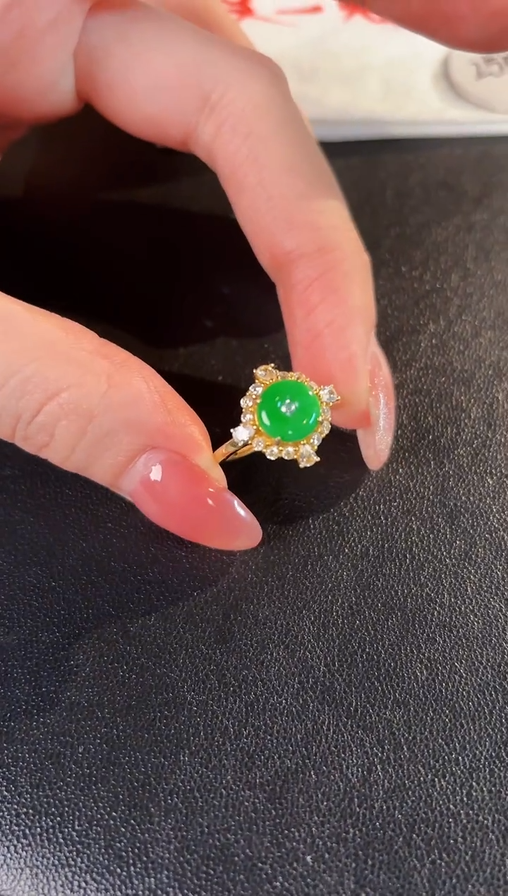 【闪购商品】翡翠戒指银S925镶嵌缅料A货/支持复检/一件