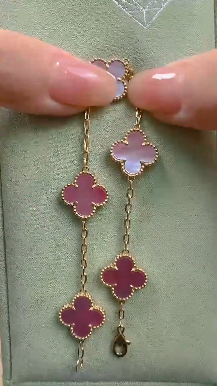 【闪购商品】贝壳（贝母）手链18K金镶嵌18K金15mm粉贝母手链