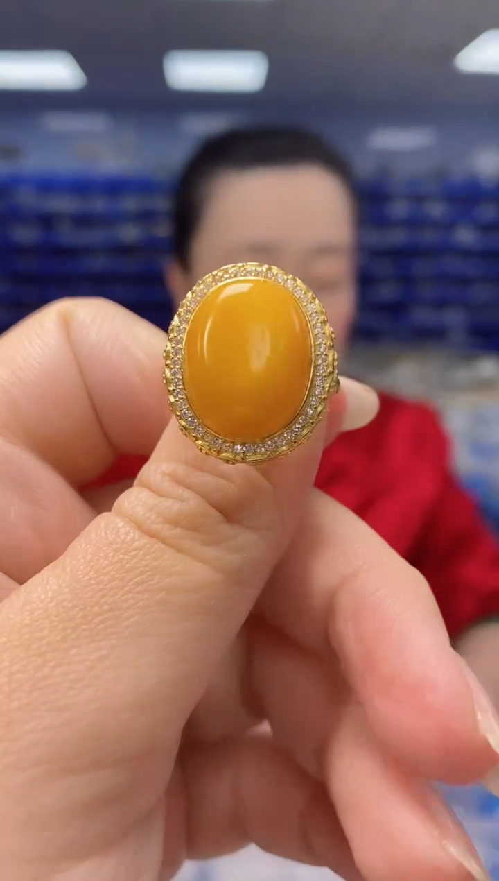 【闪购商品】琥珀戒指银S925镶嵌JZ2709