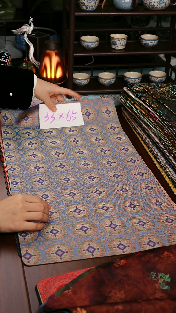 【连珠团窠单面】中国风干泡织锦茶席33*65