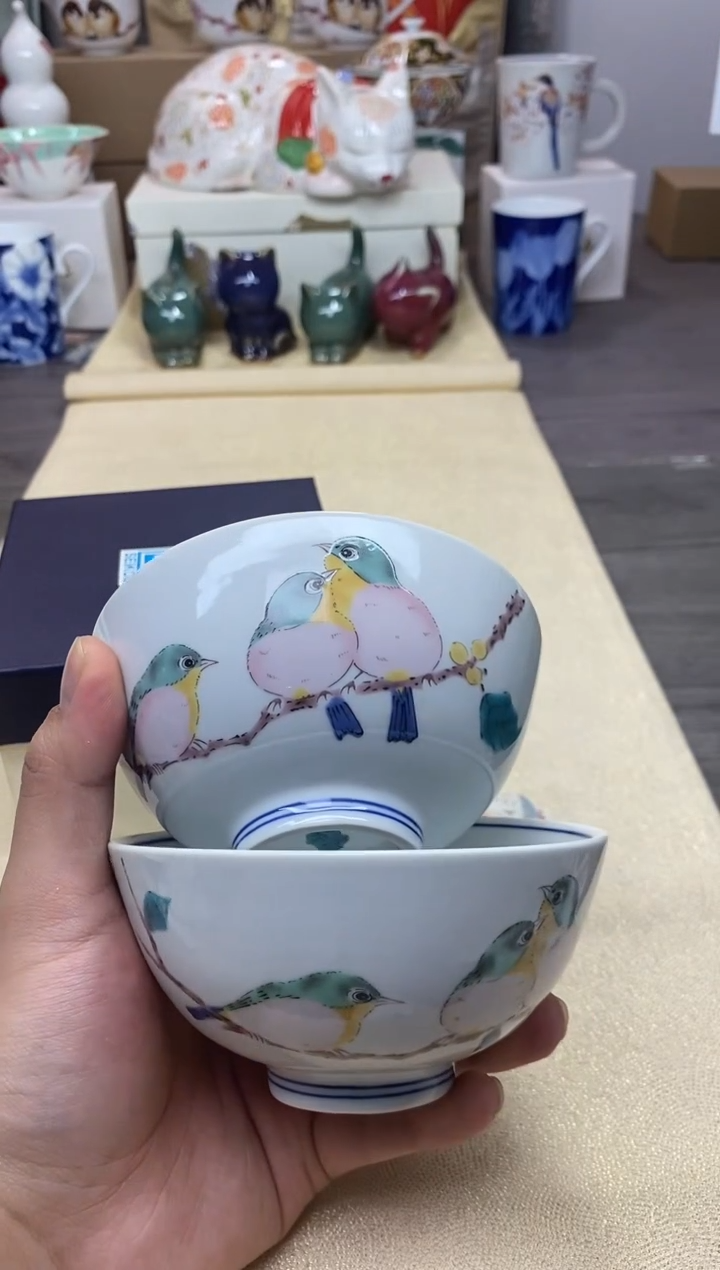 【闪购商品】茶具耐高温全品全新 （ 绣眼鸟碗一对）