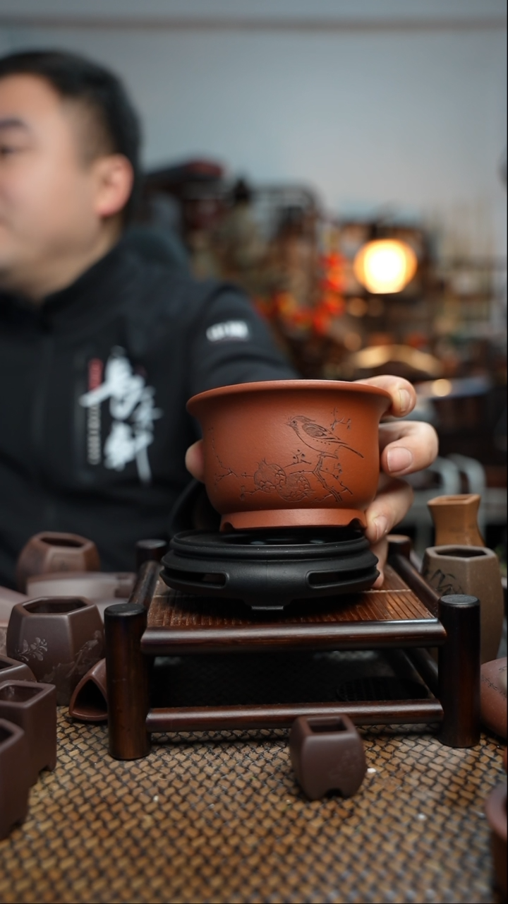 【闪购商品】紫砂花盆長木軒精品紫砂内口8.2*5.3