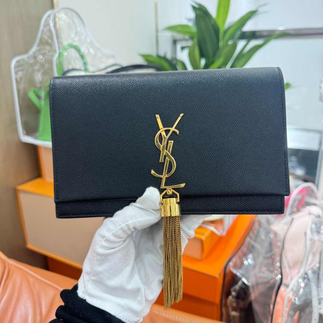95新 YSL/圣罗兰 黑金流苏woc/云海优选