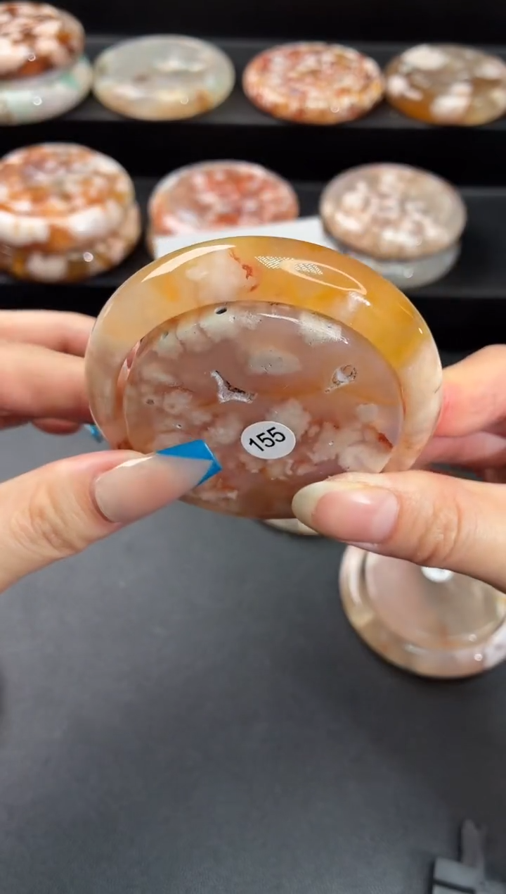 手镯玛瑙/玉髓未镶嵌石英质玉53圈52/53带(赠送镯心)