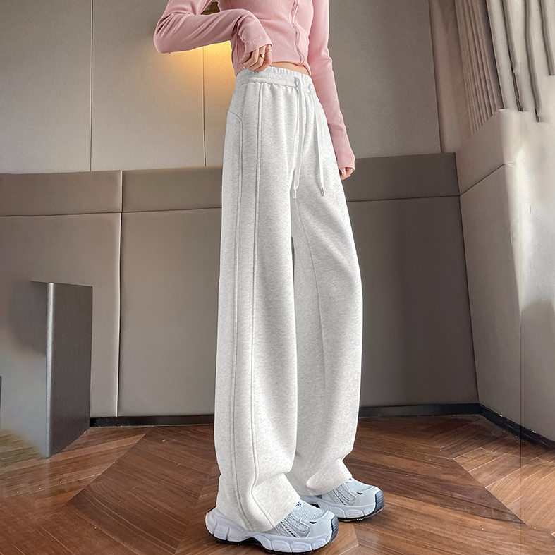 美式运动裤女秋冬2025新款窄版阔腿高腰垂感小个子休闲卫裤直筒裤