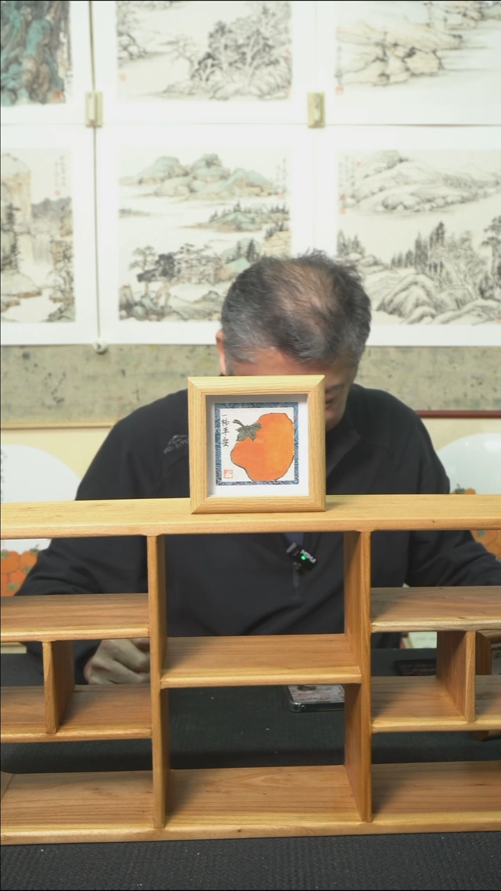 绘画一柿平安/小摆台/12*12cm