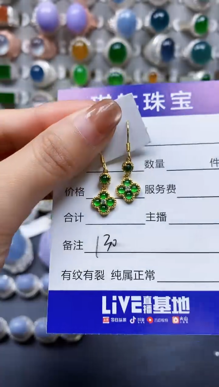 【闪购商品】翡翠耳饰银S925镶嵌0130