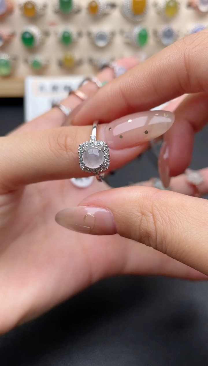 【闪购商品】翡翠戒指银S925镶嵌一物一证一礼盒