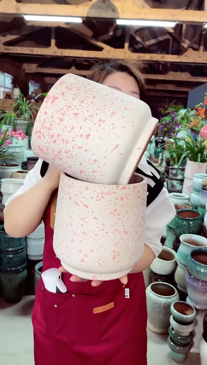 紫砂花盆高21口18