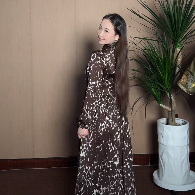 立领连衣裙复古印花天丝吊带裙设计师时尚连衣裙