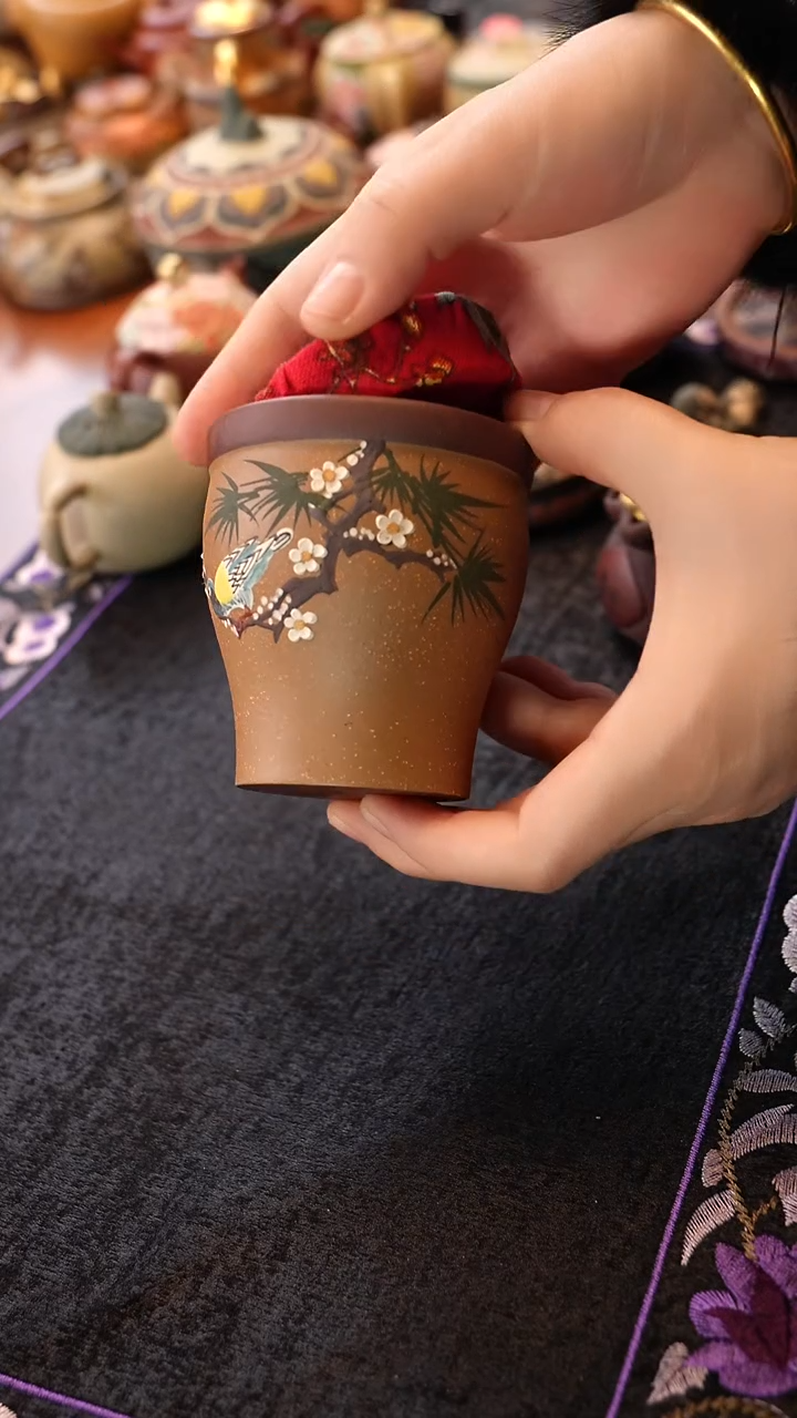 茶壶紫砂紫泥粉浆喜上眉梢醒茶罐 杯子