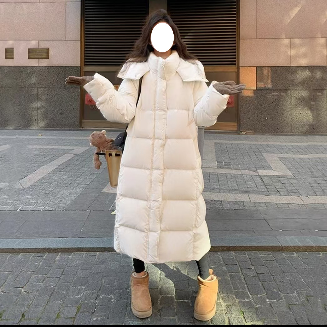 冬季连帽长款加厚宽松保暖鹅绒羽绒服6960