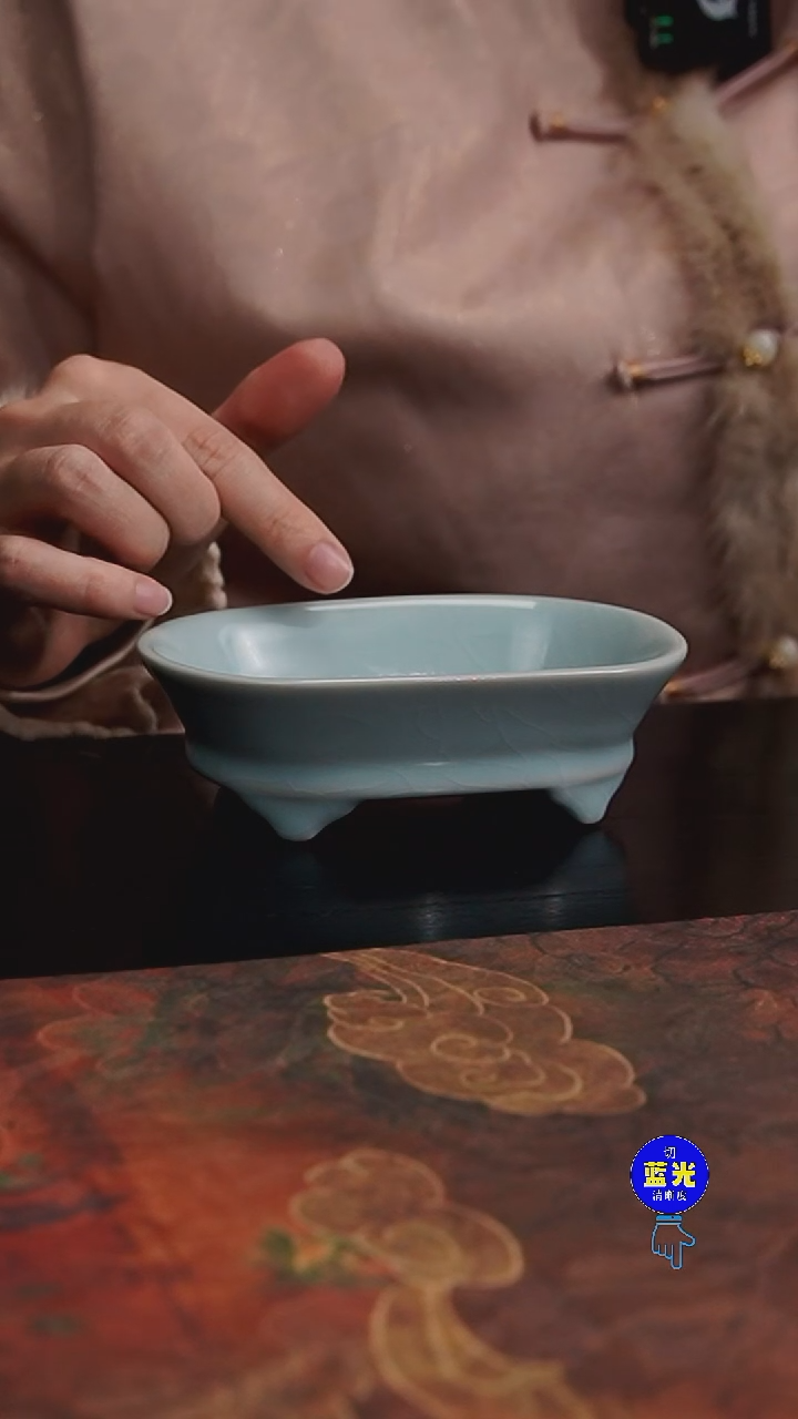 摆件瓷微瑕清凉寺原矿月白釉小号水仙盆