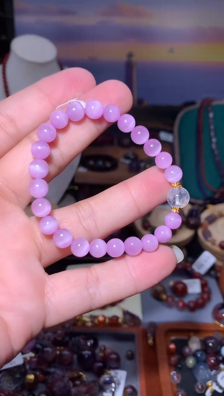 未镶嵌锂辉石手串紫锂辉圆珠手串