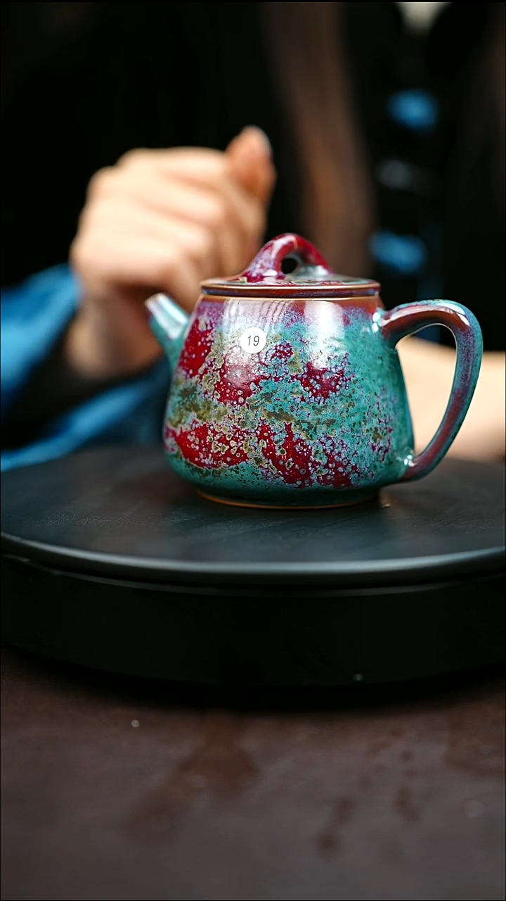 19#原矿钧瓷炉钧釉竹节高石瓢壶