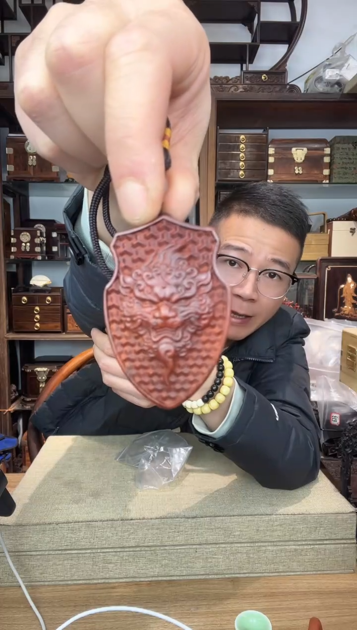 乌木类书架901小叶紫檀雕刻虎头牌子