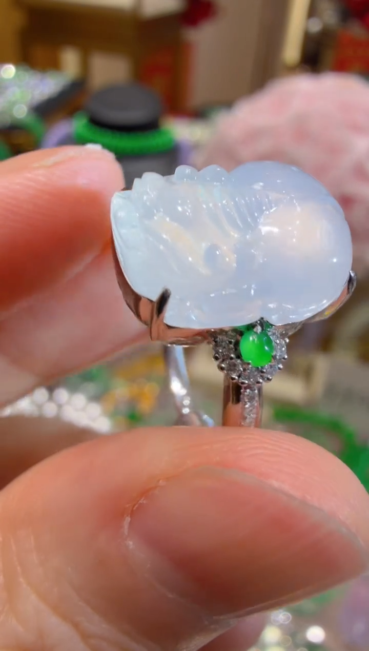 18K金镶嵌戒指翡翠多样性团购发一件