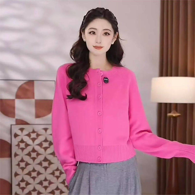 {专柜}正品商场同款2025春新款显气质圆领绵羊毛针织开衫548033