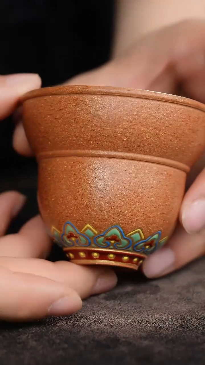 桃花泥珐琅彩紫砂杯234234324