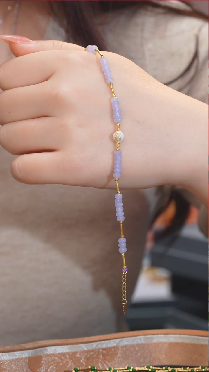 【闪购商品】翡翠手链18K金镶嵌卡3-4多样性发其一@@N2850