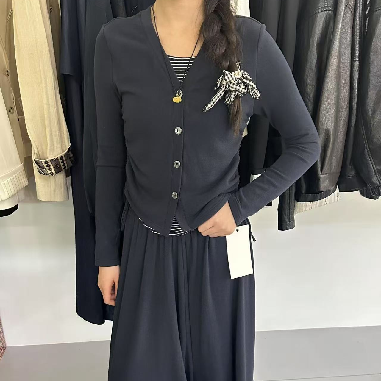 9955针织上衣半裙套裙两件套装