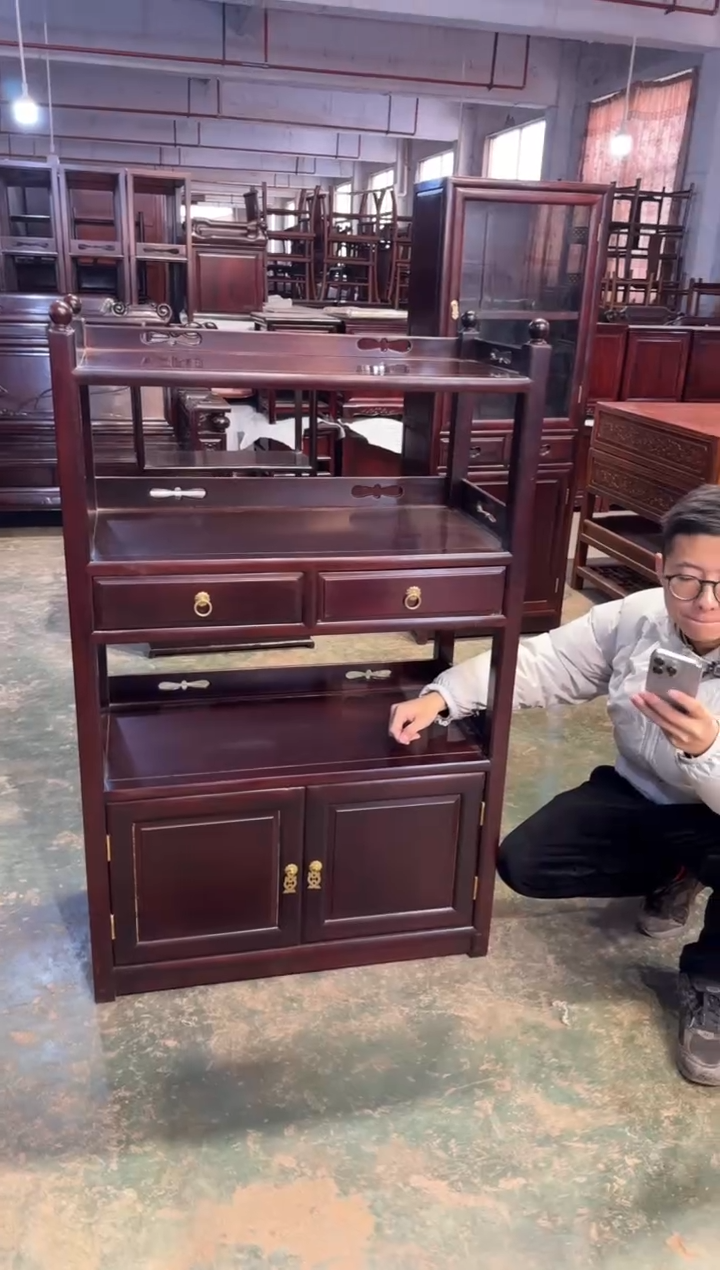 黑酸枝木类成套家具定制茶水柜