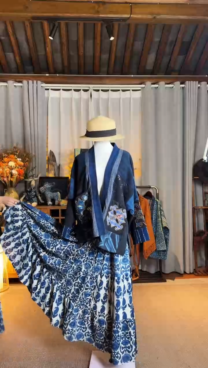 【闪购商品】设计师款蓝染裙子