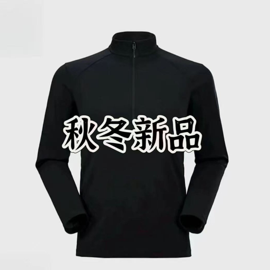 户外运动男士运动立领长袖T3黑色男士户外加绒保暖T恤