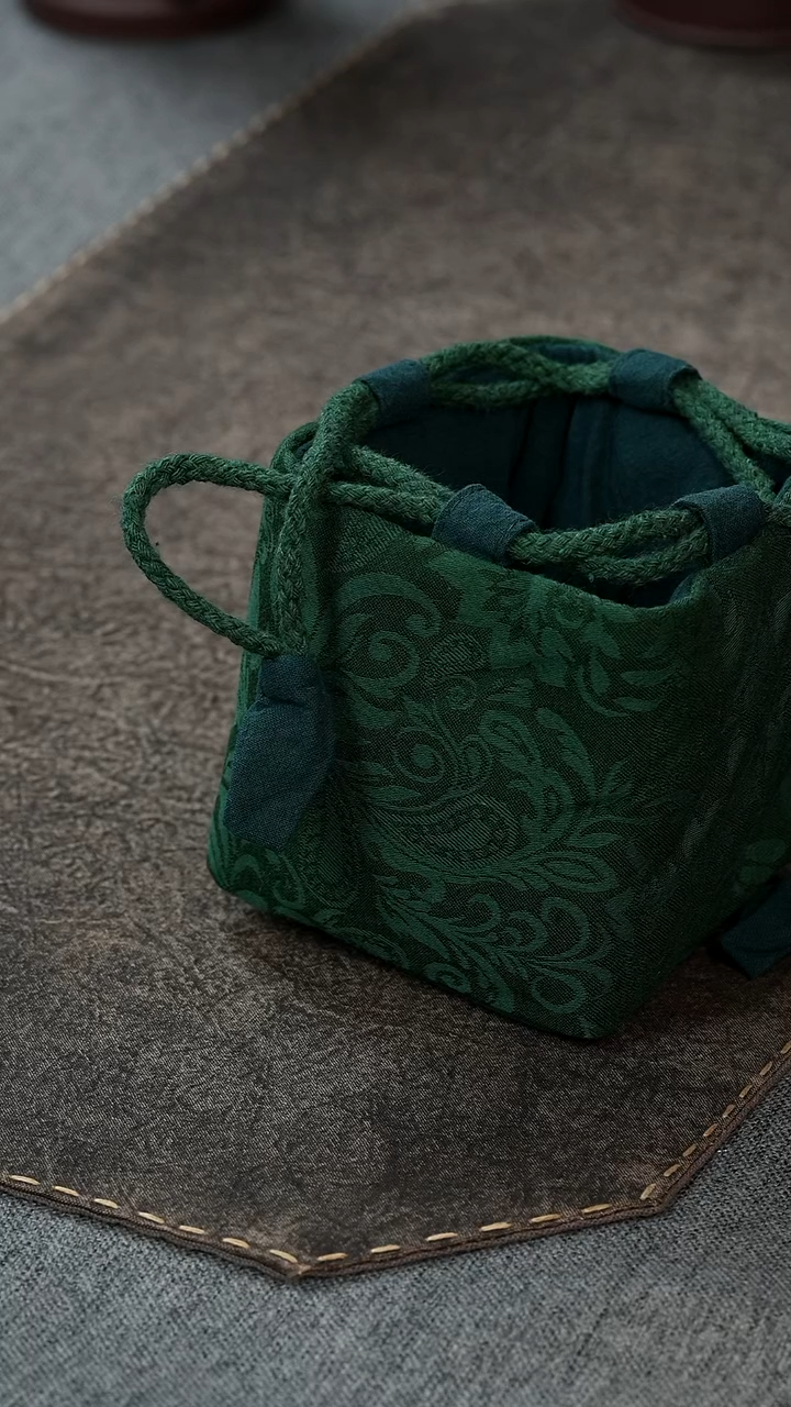 【闪购商品】紫砂茶壶绿色棉麻壶袋