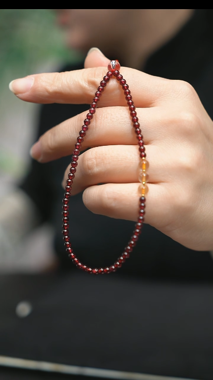 颈饰未镶嵌石榴石手机链3.3mm