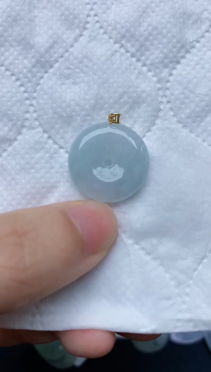 翡翠18K金镶嵌颈饰天然缅甸A货翡翠