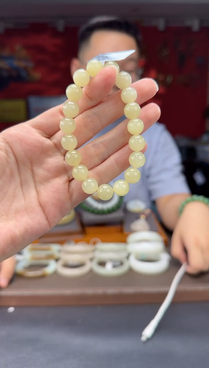 手串未镶嵌和田玉蜂蜜水猫单圈手串